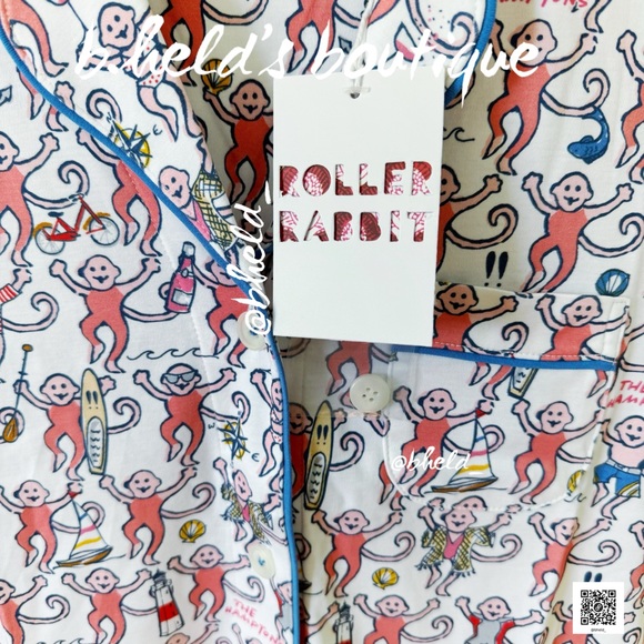 Roller Rabbit Hamptons Monkey Polo Pajamas in Pink Monkey Size XS Brand New NWT - Picture 3 of 16